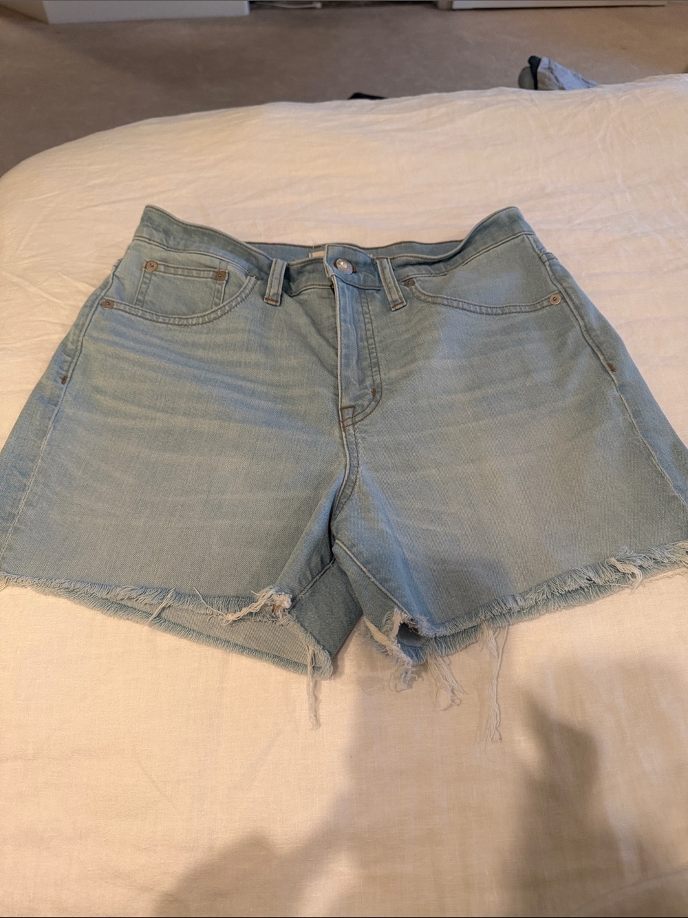 Madewell Pale Blue Frayed Hem Denim Cutoff Shorts